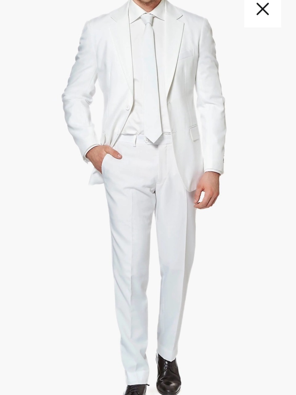 OppoSuits White knight  Men's Dress Suit Set with Matching Tie